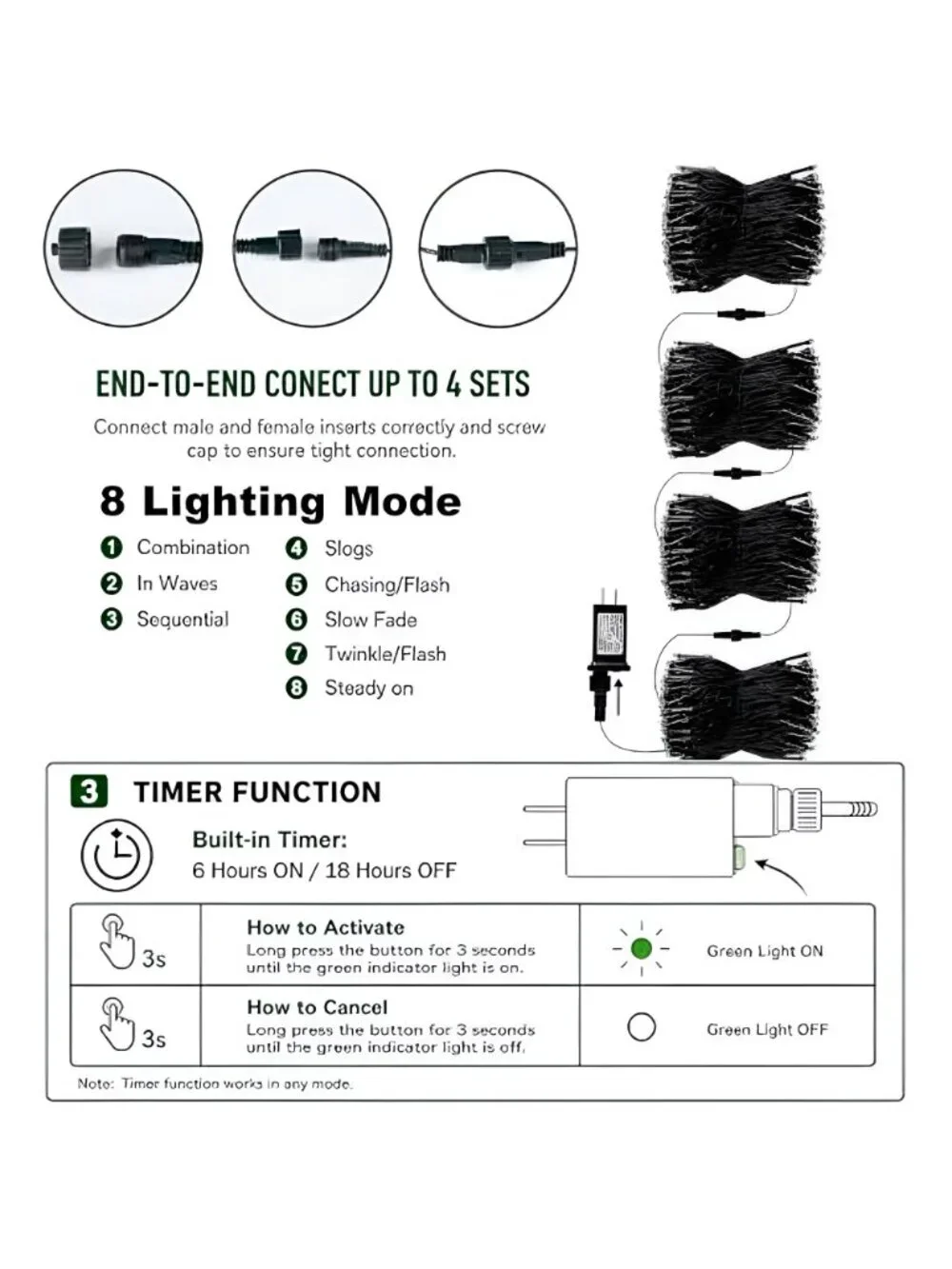 Halloween 300 LED String Lights, 100FT String Lights with 8